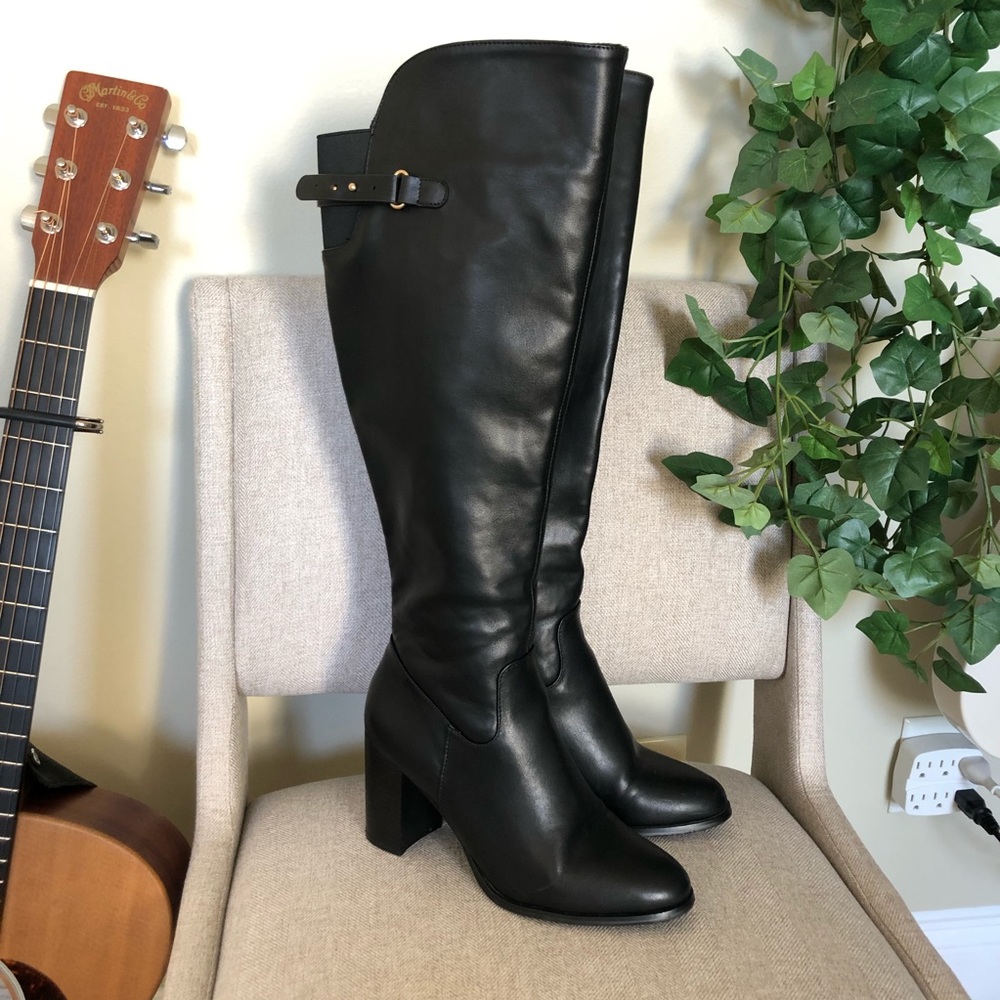 Black Knee High Heeled Boots